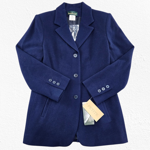 Vintage 90s Harve Benard Navy Wool Cashmere Blazer Single Breasted Jacket 6P - Picture 1 of 11